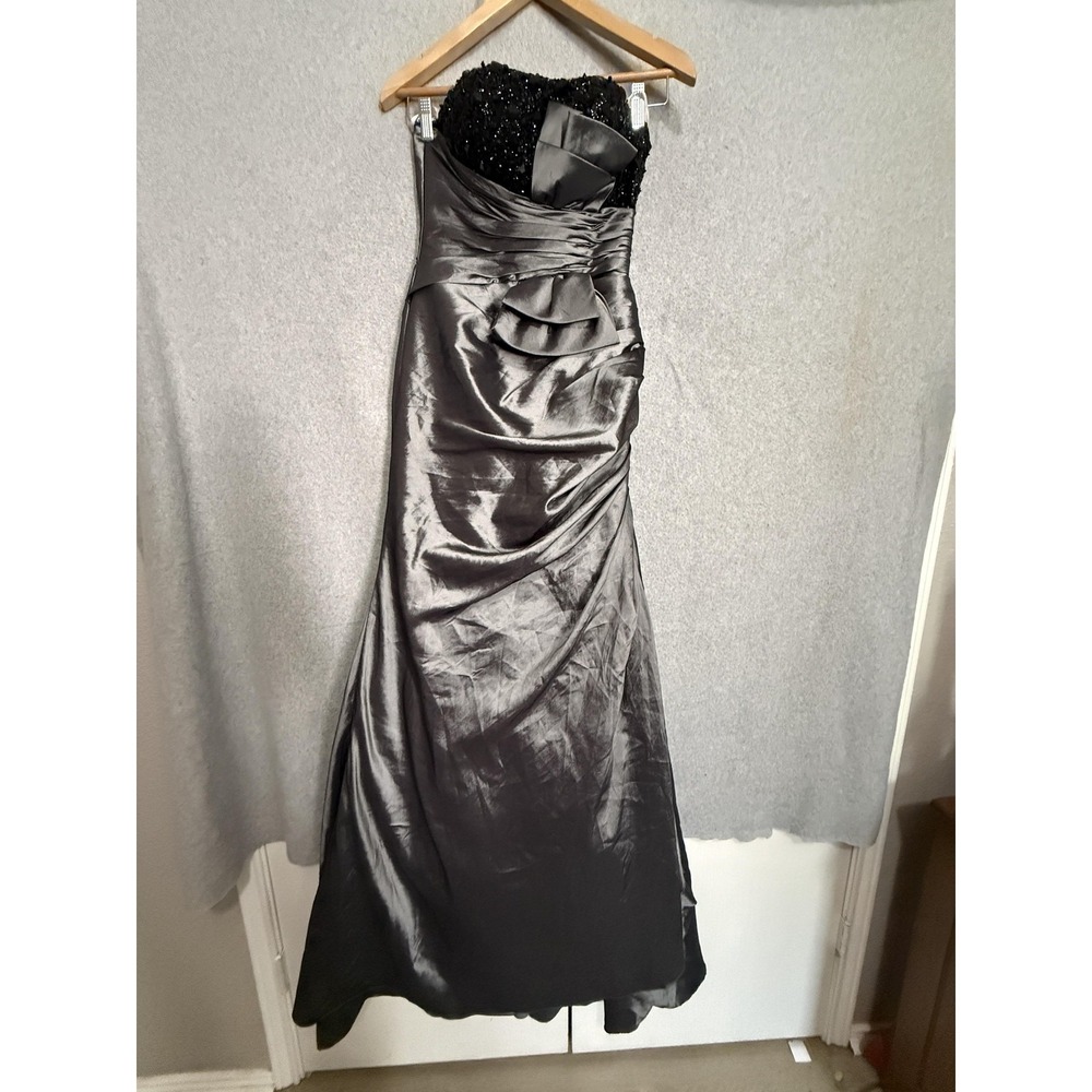 Flirt By Maggie Sottero Dress Womens 2 Gray Beaded‎ Corset Ball Gown Formal